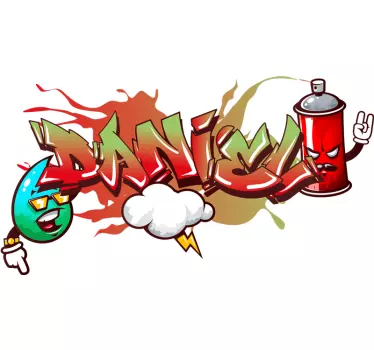 Sticker graffiti chambre ado rouge personnalisé - TenStickers