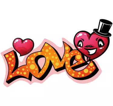 Sticker amour graffiti texte "Love" avec coeurs - TenStickers