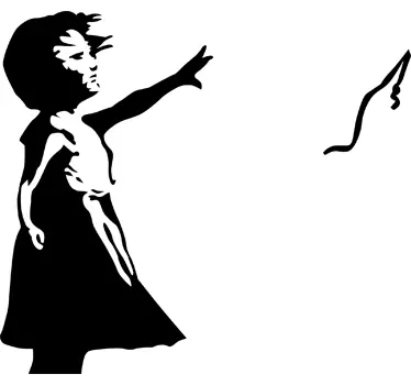Sticker ordinateur portable Mac fille ballon Bansky - TenStickers