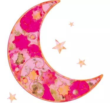 Sticker fenêtre lune et étoiles roses - TenStickers