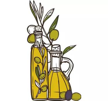 Autocollant Alimentation Croquis d'huile d'olive - TenStickers