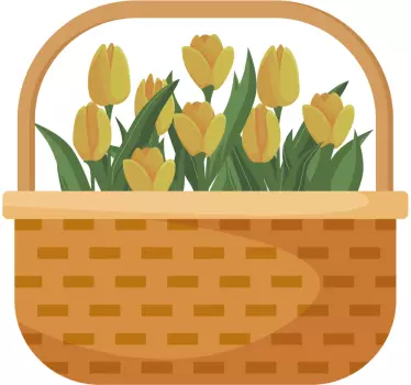 Sticker fleur panier de tulipes - TenStickers