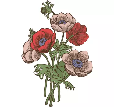 Sticker Mural Fleur Bouquet de coquelicots rouges en fleurs - TenStickers