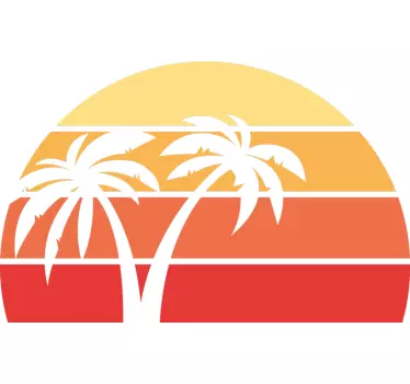 Sticker tête de lit coucher de soleil rétro - TenStickers