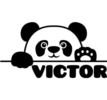 Sticker chambre bébé tête de panda avec nom - TenStickers
