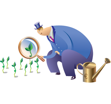 Sticker plante jardinier observant les pousses - TenStickers