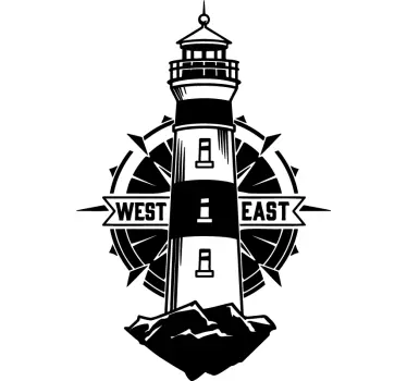 Sticker camping car marin phare et boussole - TenStickers