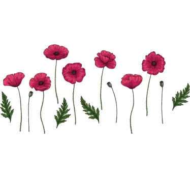 Sticker fleur ensemble de coquelicots - TenStickers