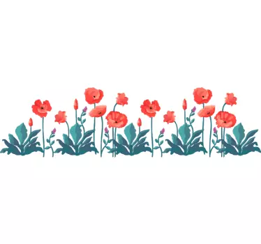 Sticker fleurs de coquelicots dessinées - TenStickers