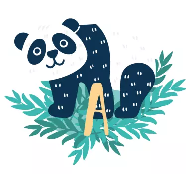 Stickers Chambre Bébé Panda heureux avec initiale - TenStickers