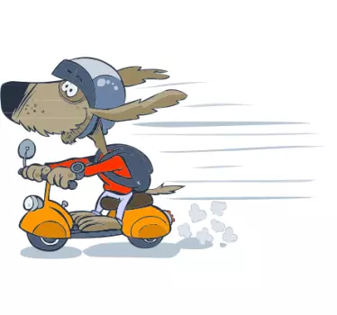 Sticker chien en scooter - TenStickers