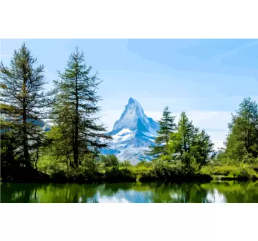 sticker mural nature Cervin montagne neige - TenStickers
