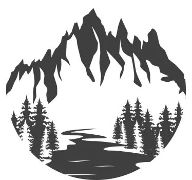 Sticker mural nature silhouette de paysage de montagne - TenStickers