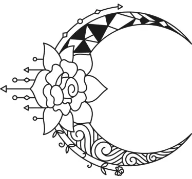 Sticker mural nature motif de lune florale - TenStickers