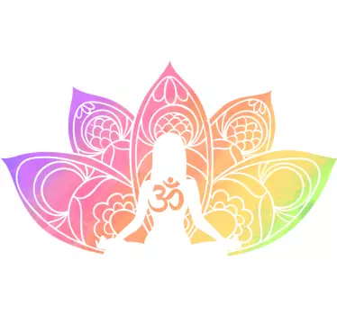 Sticker fleurs lotus symbole yoga multicolore - TenStickers