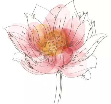 Sticker fleur mural chambre aquarelle de lotus lilly - TenStickers