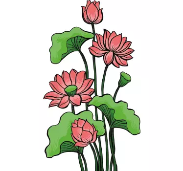 Sticker fleur composition de fleurs de lotus - TenStickers
