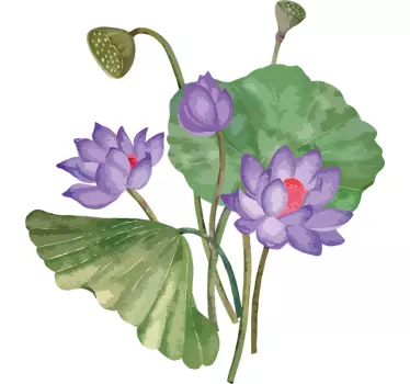 Sticker Mural Fleur Aquarelle de lotus violet - TenStickers