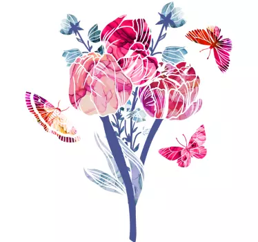 Sticker Mural Papillon Fleur avec des papillons - TenStickers