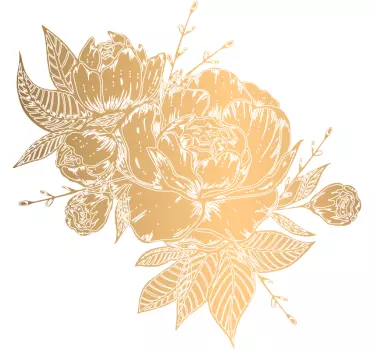 Sticker fleur pivoine dorée pour mur - TenStickers