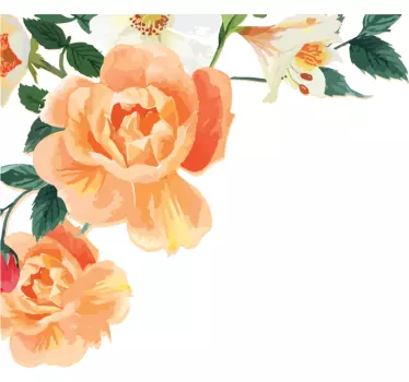 Sticker fleur composition de roses pêche - TenStickers