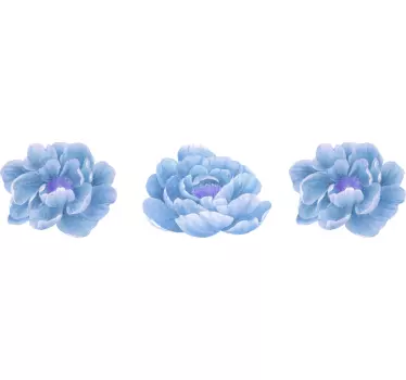 Sticker Mural Fleur Pivoine en bleu - TenStickers