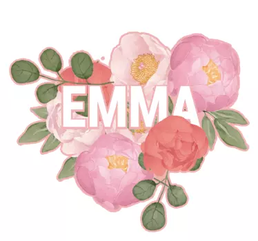 Sticker fleur motif de coeur floral - TenStickers