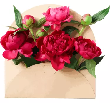Sticker Mural Fleur Pivoine dans une enveloppe - TenStickers