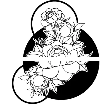 Sticker fleur conception circulaire monochrome - TenStickers
