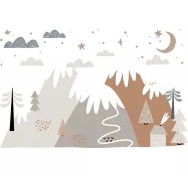 Sticker chambre enfant montagnes scandinaves alika - TenStickers