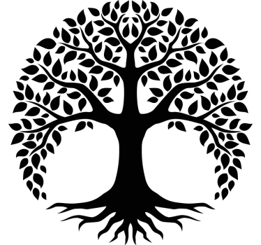 Sticker arbre de vie monocolore en cercle - TenStickers