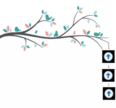 Sticker nature oiseaux sur une branche - TenStickers