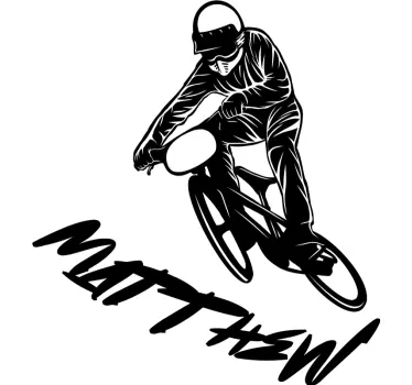Sticker graffiti prénom avec vélo - TenStickers
