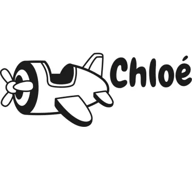 Sticker chambre enfant nom personnalisé de l'avion - TenStickers