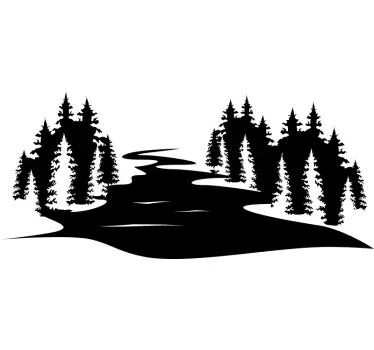 Sticker nature paysage de rivière pittoresque - TenStickers