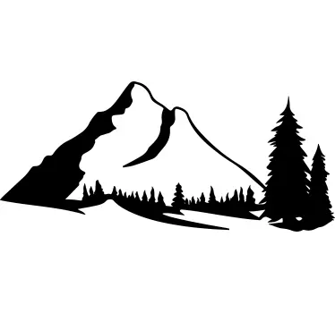 Sticker nature silhouette de paysage montagneux - TenStickers