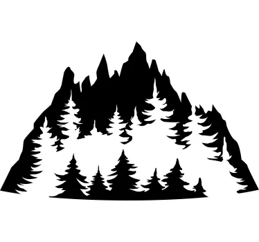 Sticker nature silhouette d'arbres de montagne - TenStickers