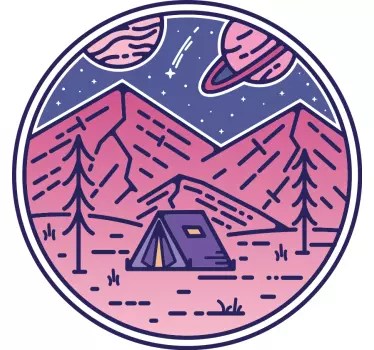 Sticker mural nature scène d'aventure en camping - TenStickers