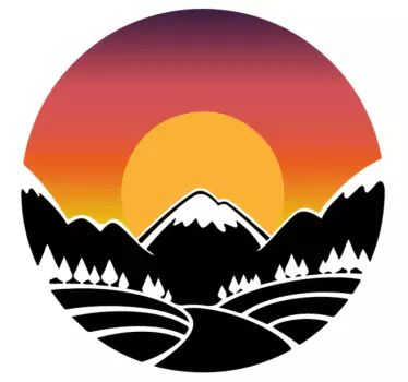 Sticker mural nature soleil montagne et forêt - TenStickers