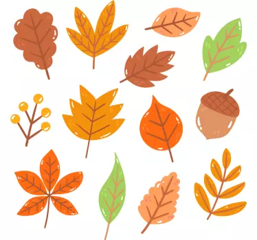 Sticker nature collection de feuilles d'automne - TenStickers