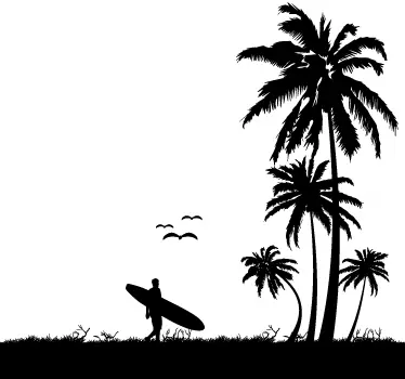 Sticker mural nature palmiers paysage tropical surf - TenStickers