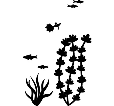 Sticker paroi de douche salle de bain poissons et algues - TenStickers