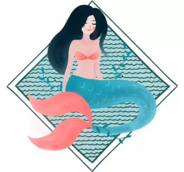 Sticker paroi de douche design graphique sirène - TenStickers