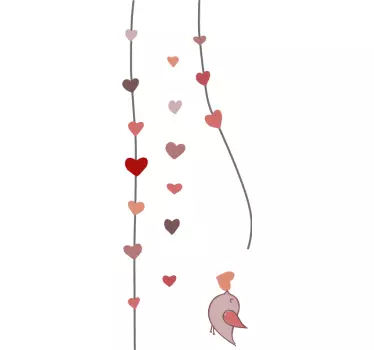 Sticker chambre bébé amour volatile cœurs - TenStickers