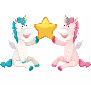 Sticker chambre enfant licornes avec étoiles - TenStickers