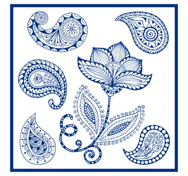 Autocollant Carrelage Paisley et fleurs - TenStickers