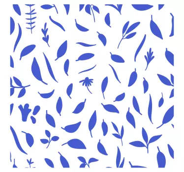Sticker Carrelage Feuilles bleues - TenStickers
