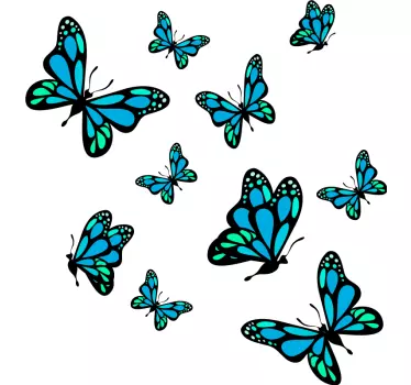 Sticker papillons bleus volants - TenStickers