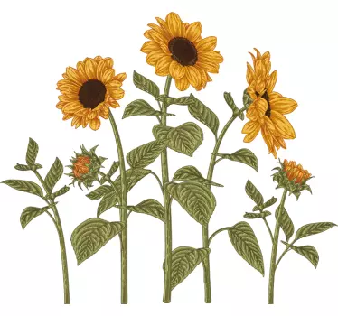 Sticker fleur arrangement de fleurs de tournesol - TenStickers