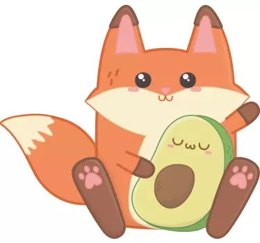 Sticker Mural Illustration Renard kawaii à l'avocat - TenStickers